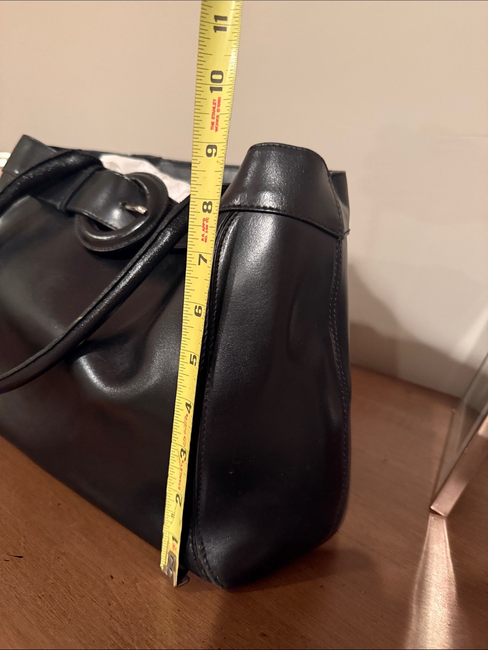 Furla Classic Black Leather Tote with Buckle Detail - Picture 14 of 16